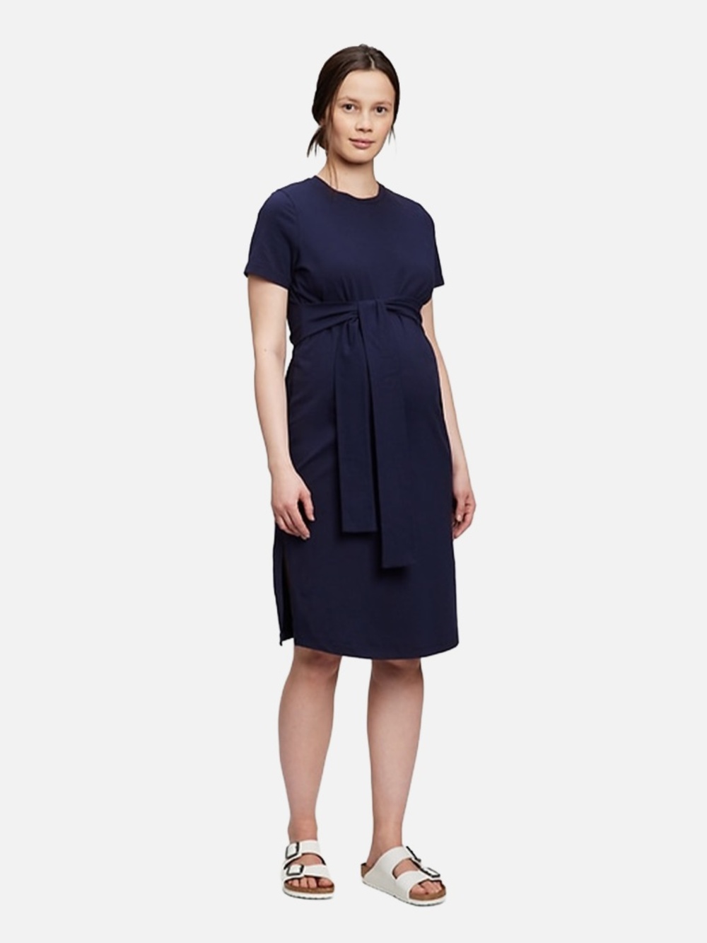 Maternity Tie-Belt Dress Navy - Size L